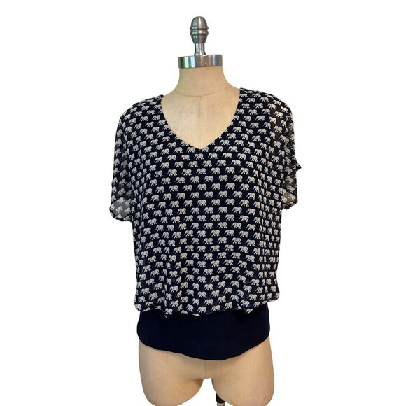 Cabi 5345 Elephant Parade Blouse Navy Size Small - Picture 2 of 7